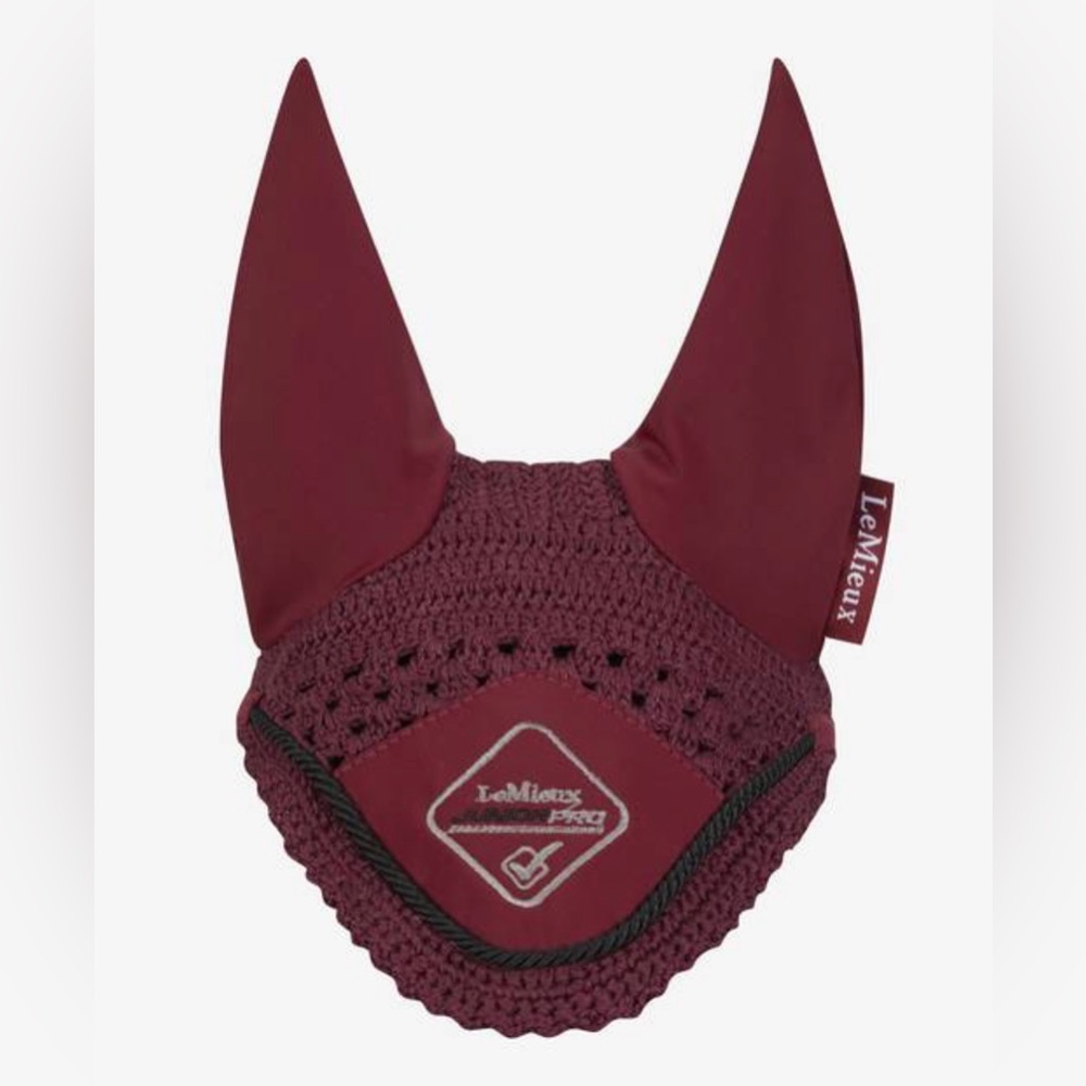 LeMieux Junior Pro Ear Bonnet Small Equestrian Dressage Burgundy Pony EUC